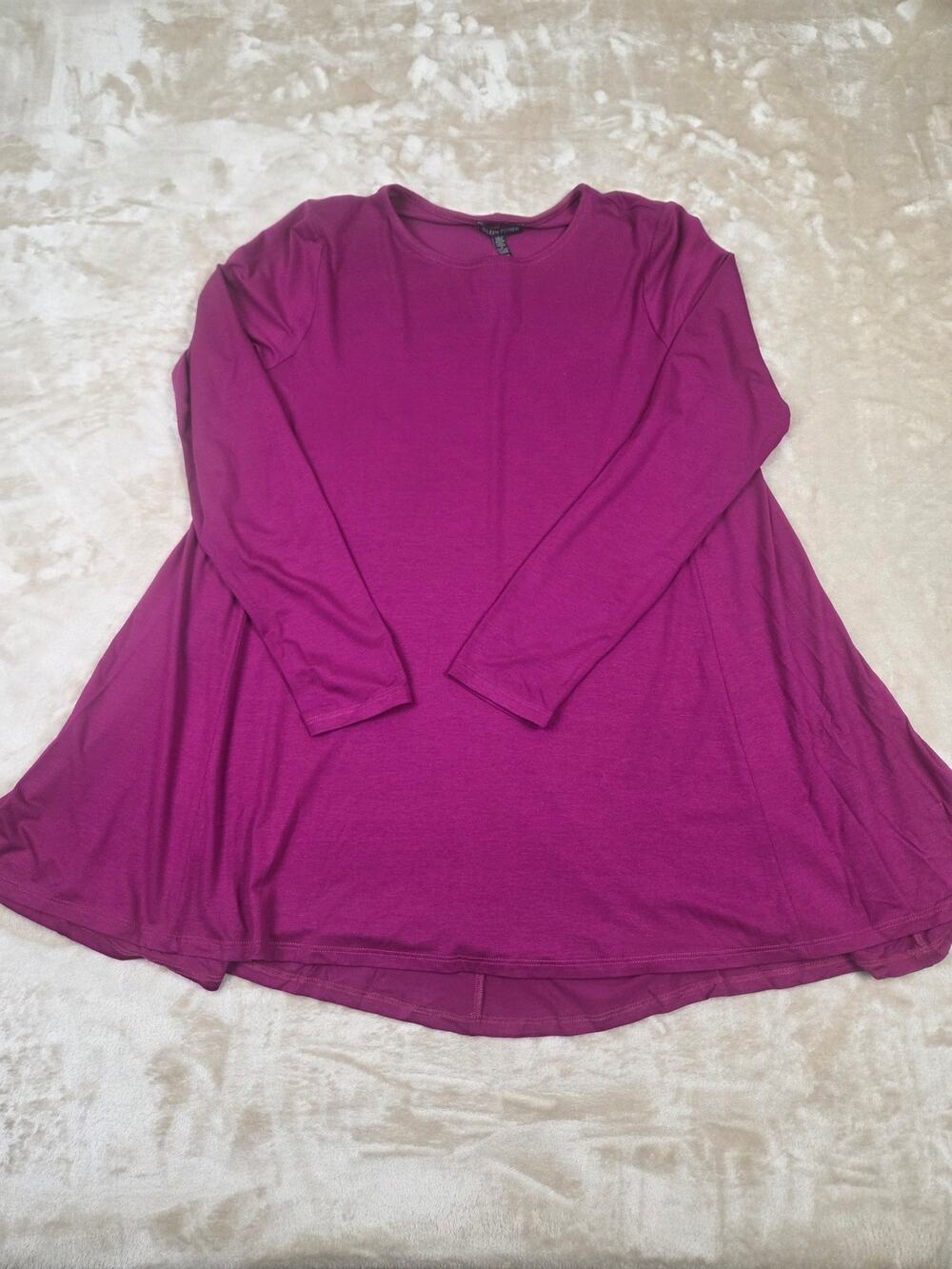 Eileen Fisher fuchsia long-sleeve round-neck tunic